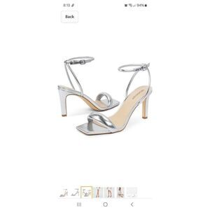 New Size 7 Modatope Silver Sandals Square Open Toe Strappy High Heel Dress Shoes